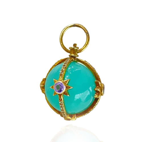 Caged Stone Orb Vignette-Celestial Sphere w/ White Topaz Cage