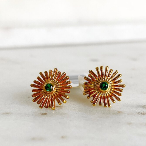 Poppy Stone Post-Bold Stud Earrings with a Pop of Color