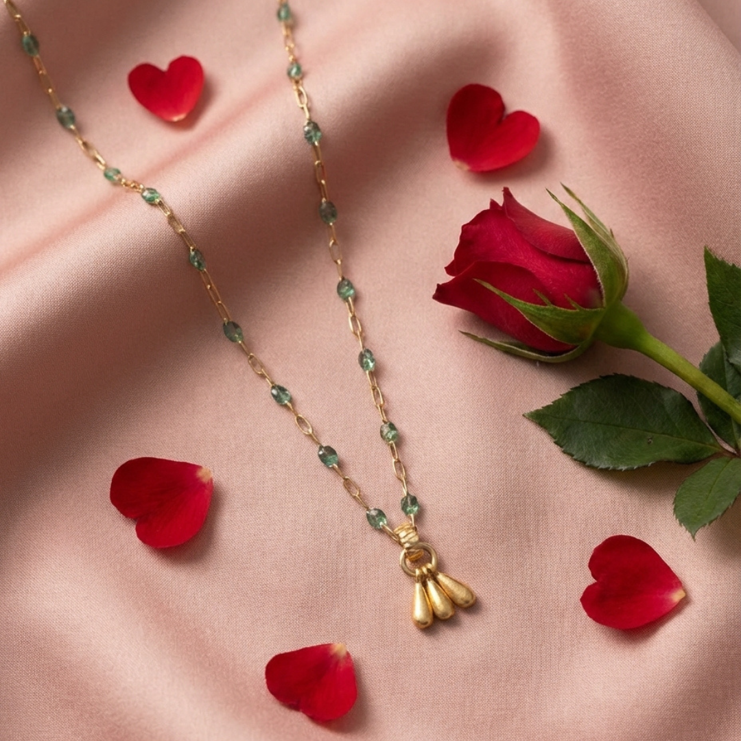 Enamel Station Beads with Brushed Teardrop Dangles – 14K Gold-Filled & Vermeil