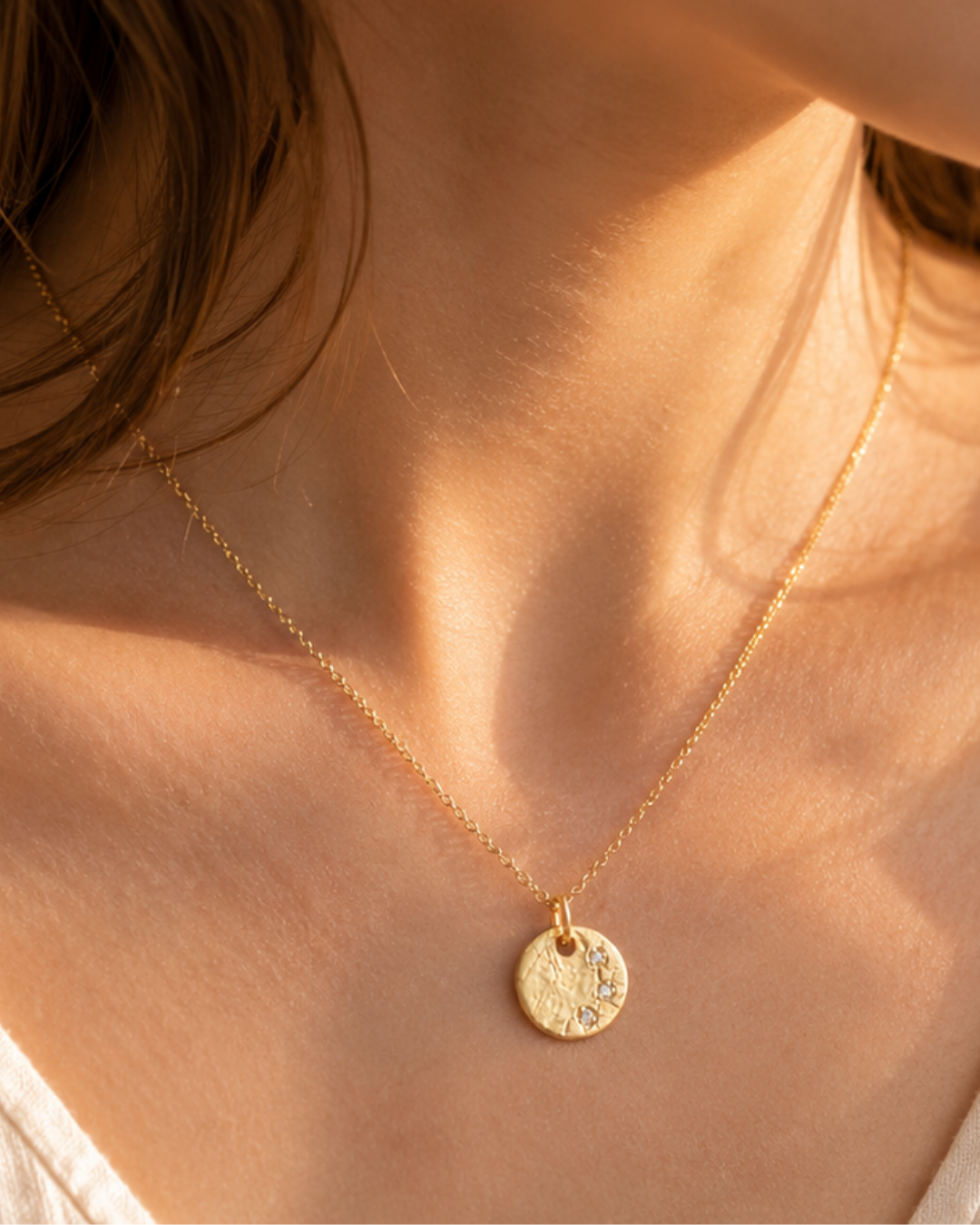 Remy Gold Disc Necklace with Diamonds – 14K Gold Filled & Vermeil | Sennod