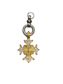 Cross with Lilies Vignette - Silver Ring