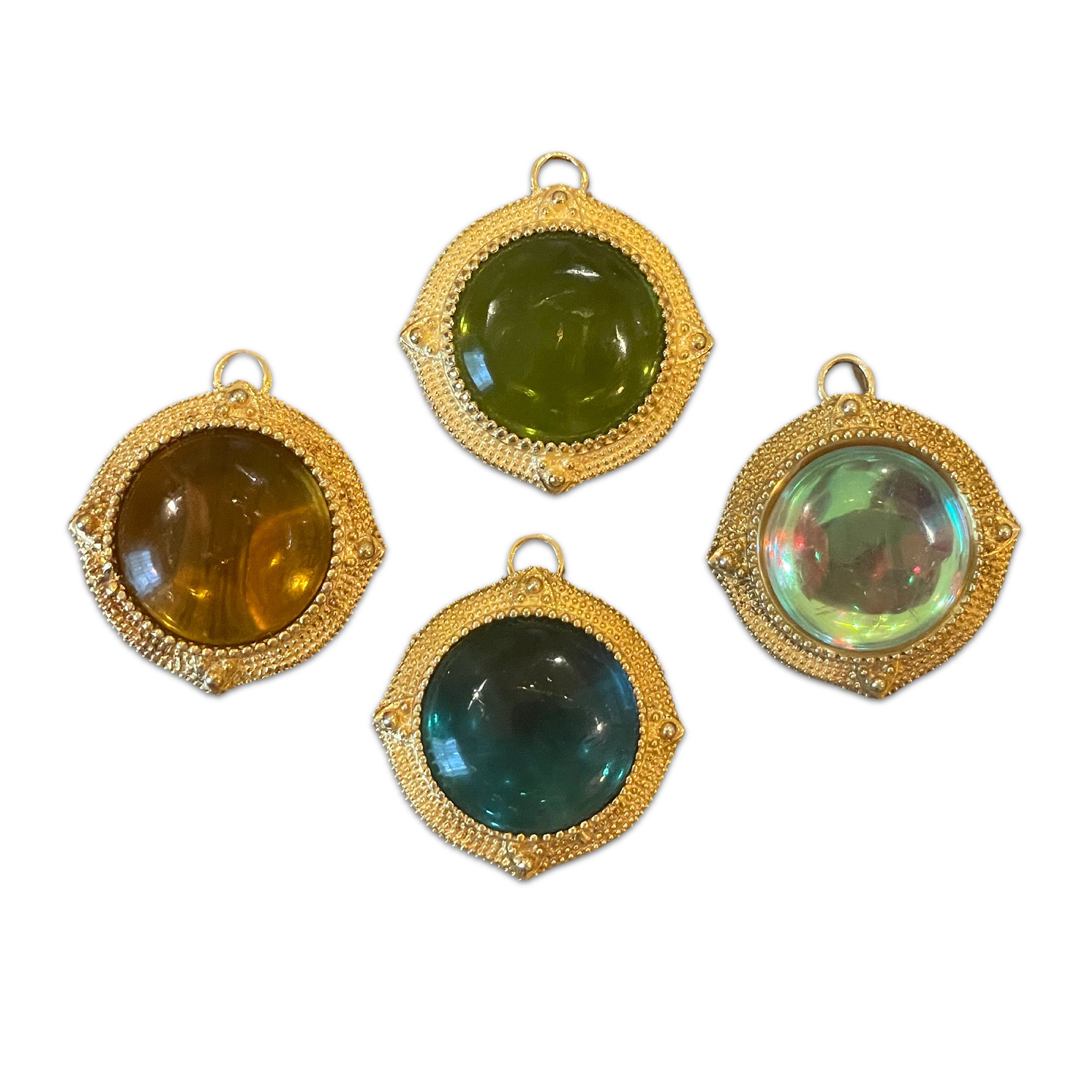 Domed Orb Pendant with Double-Sided Cabochon Stones – Vermeil