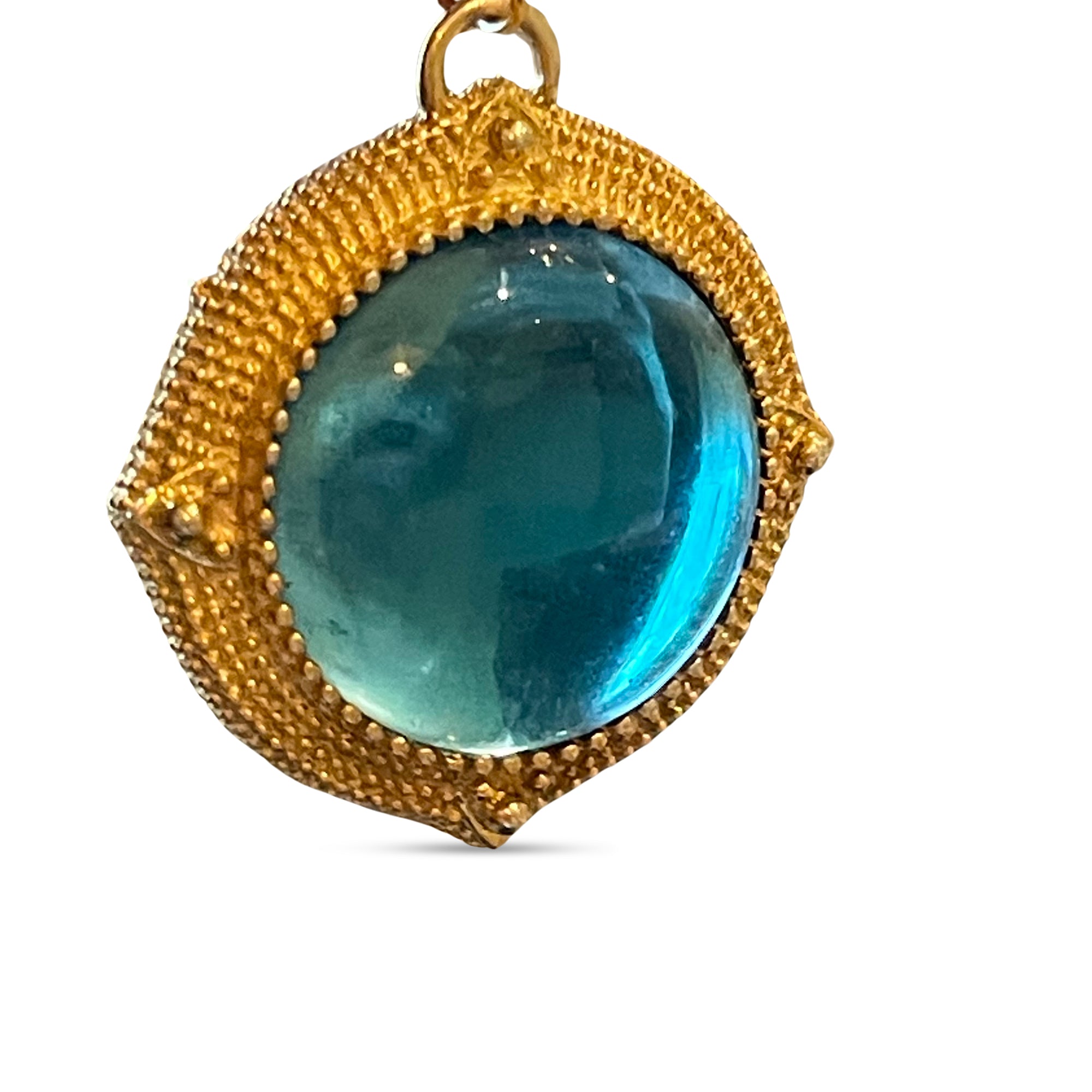 Domed Orb Pendant with Double-Sided Cabochon Stones – Vermeil