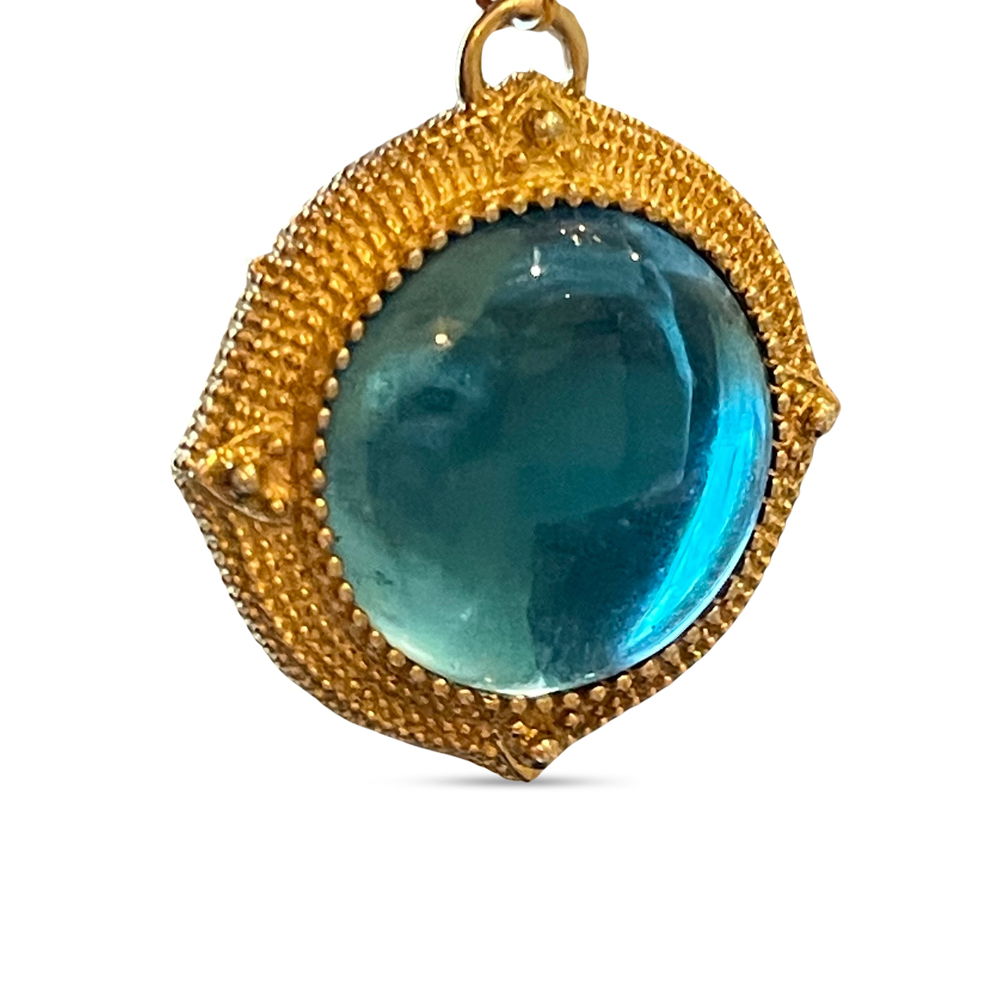 Domed Orb Pendant with Double-Sided Cabochon Stones – Vermeil