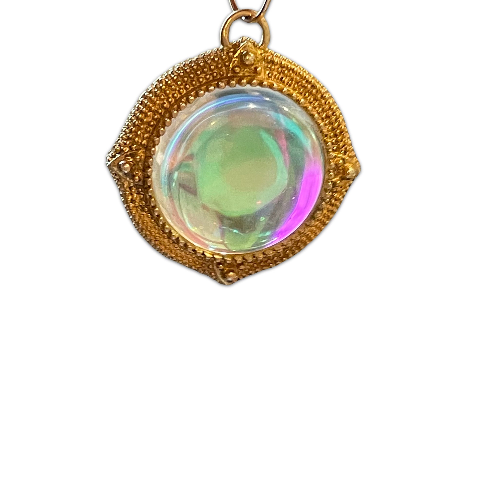 Domed Orb Pendant with Double-Sided Cabochon Stones – Vermeil
