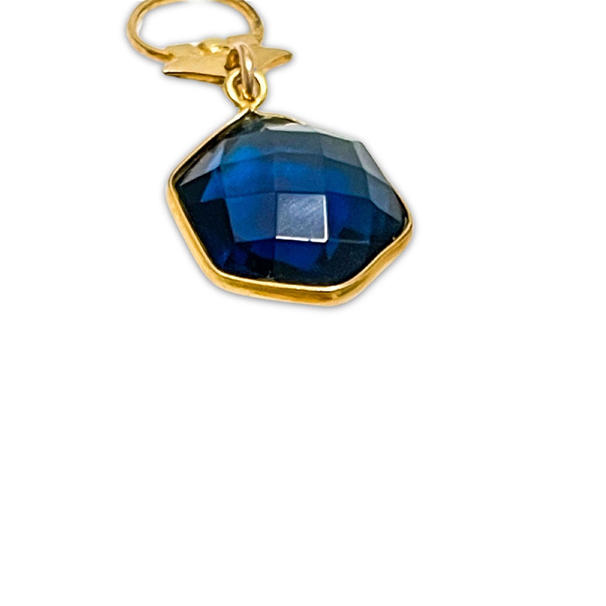 Colorful Faceted Hexagon Stone Pendant with Roman Replica – Vermeil