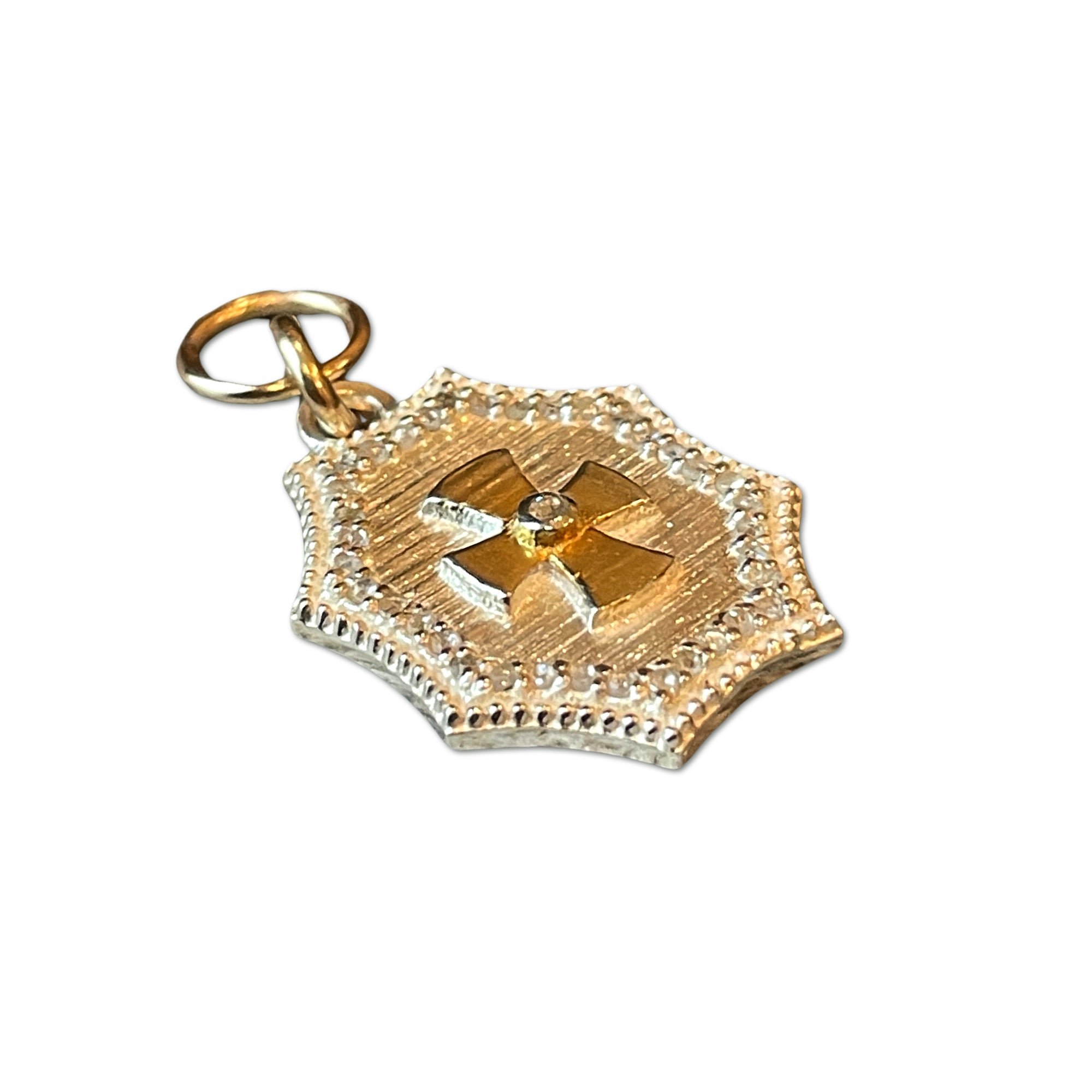 Diamond-Accented Two-Tone Cross Pendant – Sterling & Vermeil