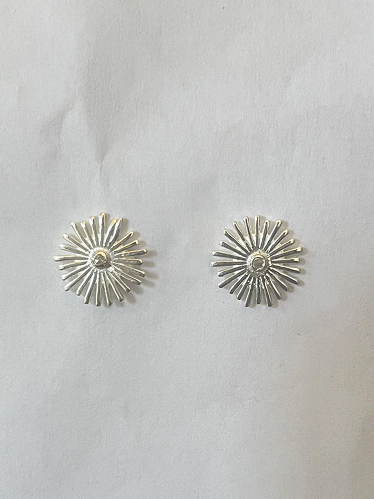 Poppy Diamond Post Earring-Slightly Larger Stud Earrings with Center Diamond