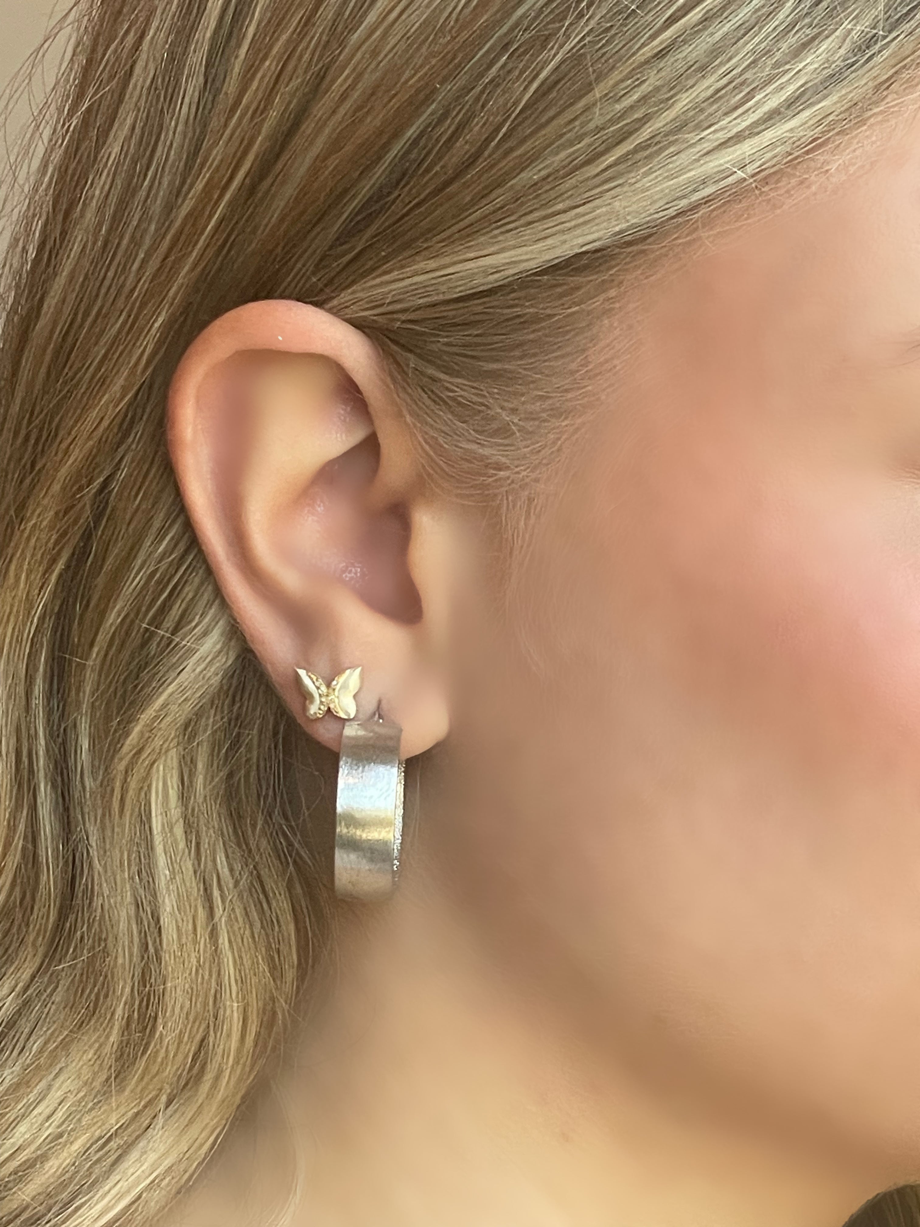 Priscilla Wide Band Hoop Earrings with Brushed Finish – Sterling Silver