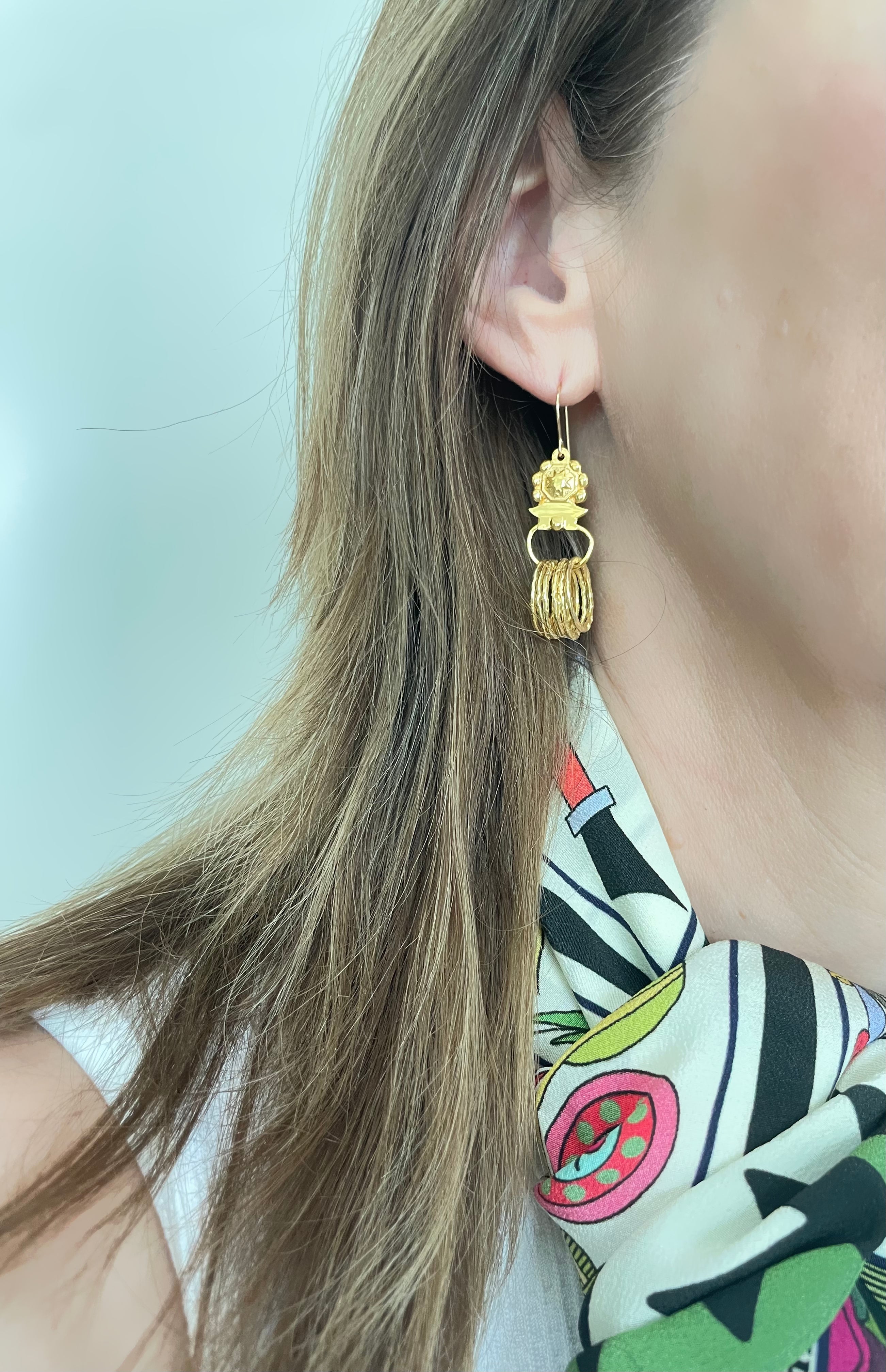 Roman-Inspired with Hammered Dangles – Vermeil & Gold-Filled Ear Wire- Gold