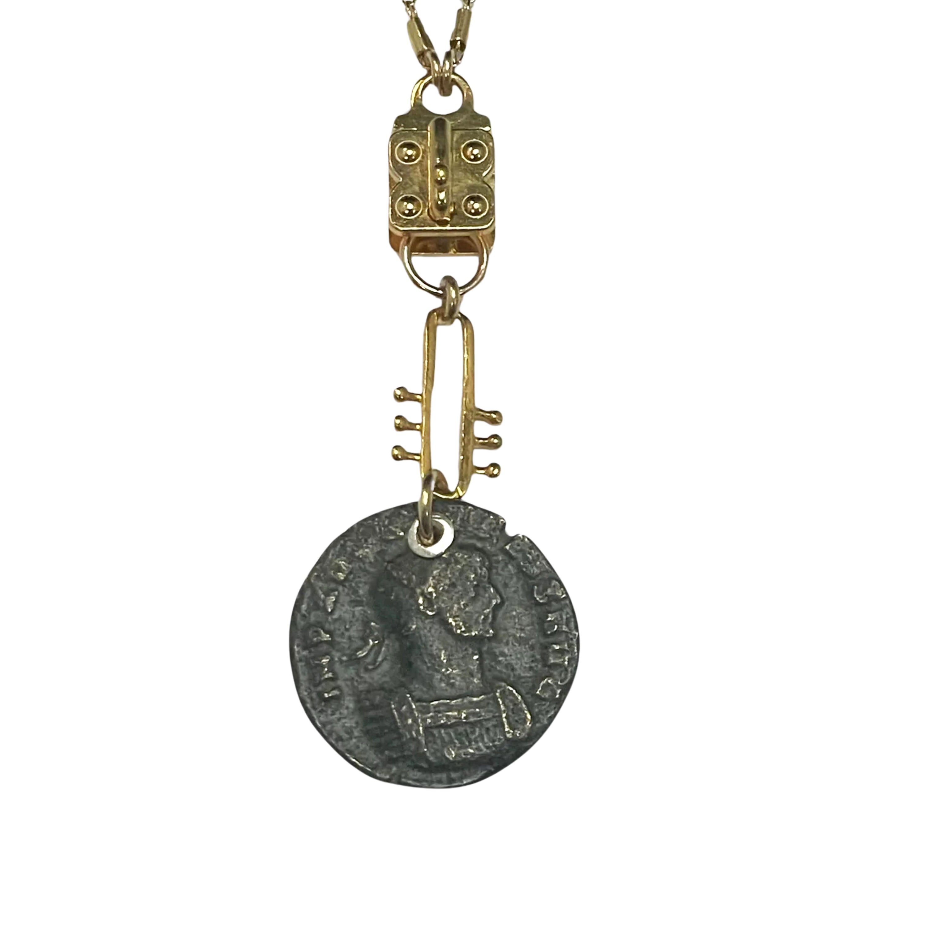 Authentic Bronze Roman Coin Necklace – Emperor Lucius Domitius Aurelianus – Vermeil & Gold Filled