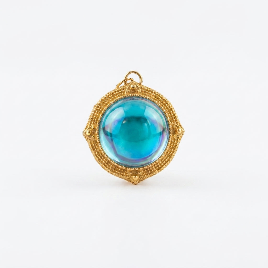 Domed Orb Pendant with Double-Sided Cabochon Stones – Vermeil