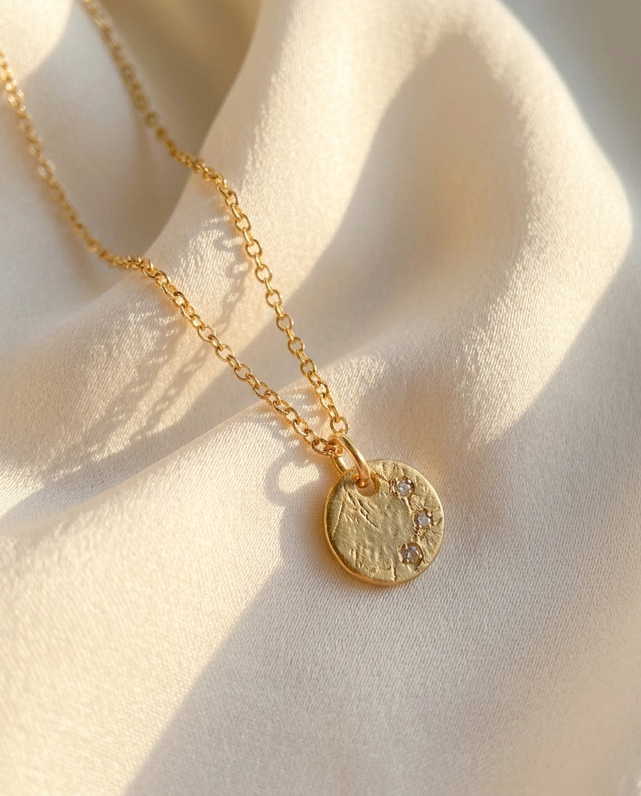 Remy Gold Disc Necklace with Diamonds – 14K Gold Filled & Vermeil  | Sennod