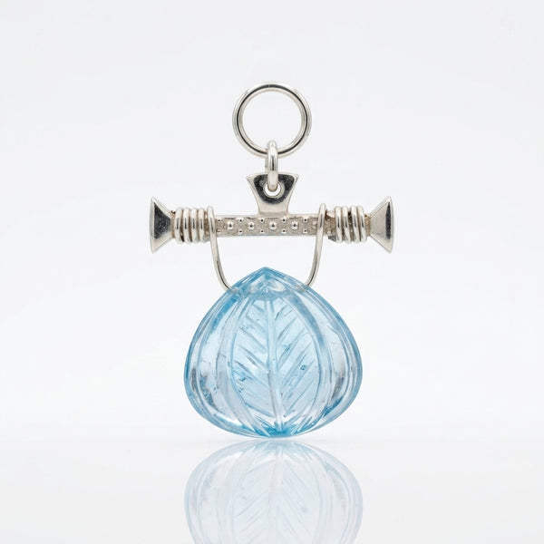 Carved Blue Topaz with Sterling Pebble Bar – STERLING