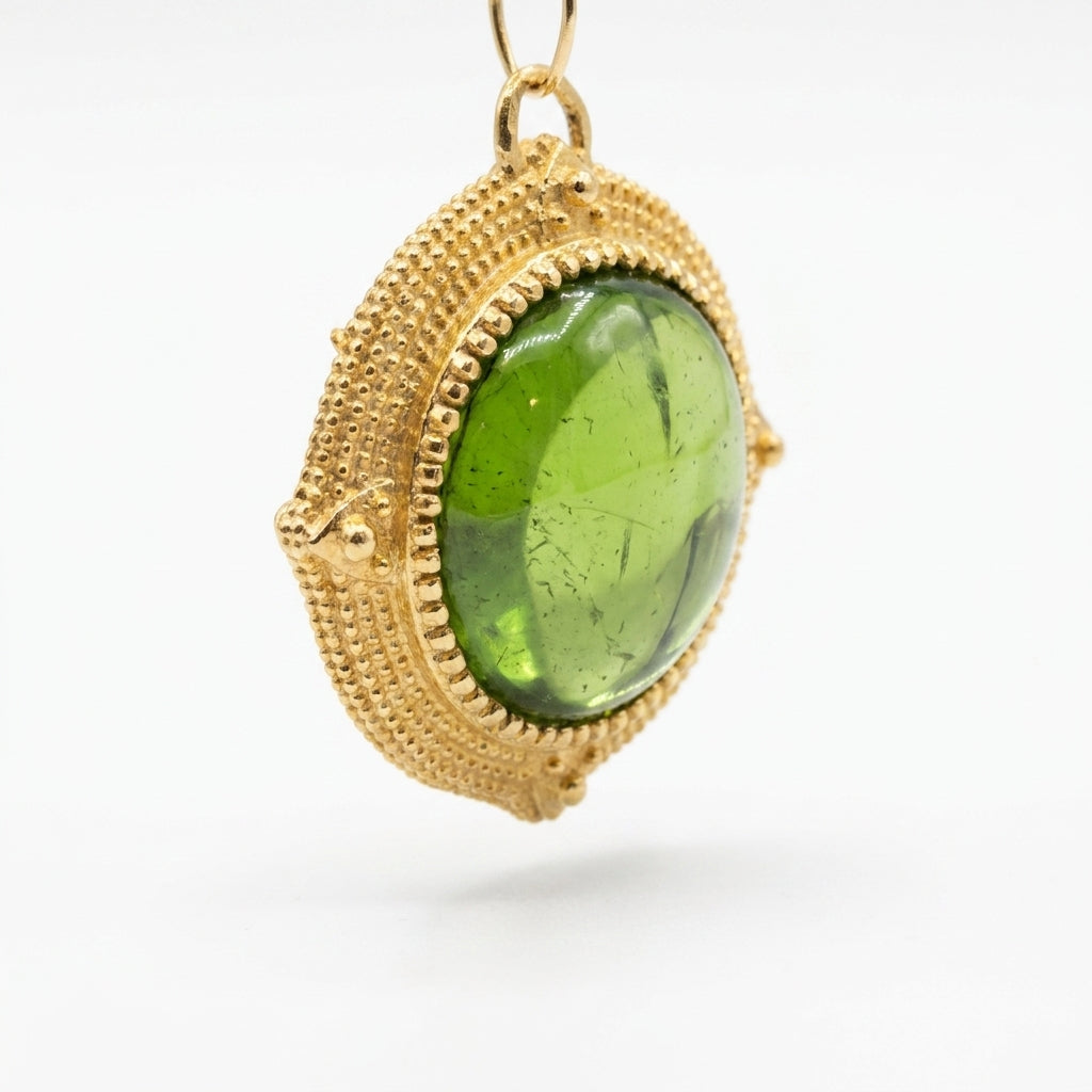 Domed Orb Pendant with Double-Sided Cabochon Stones – Vermeil