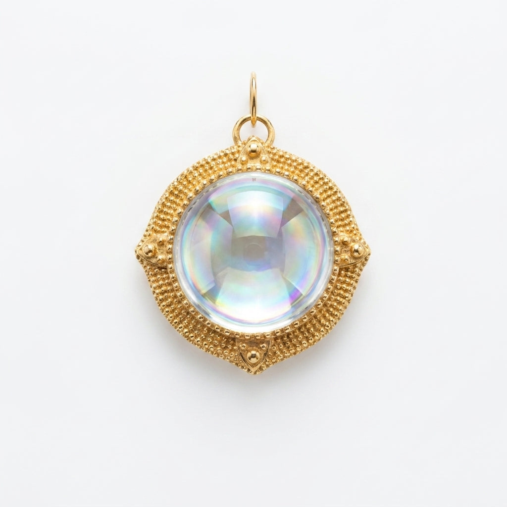 Domed Orb Pendant with Double-Sided Cabochon Stones – Vermeil