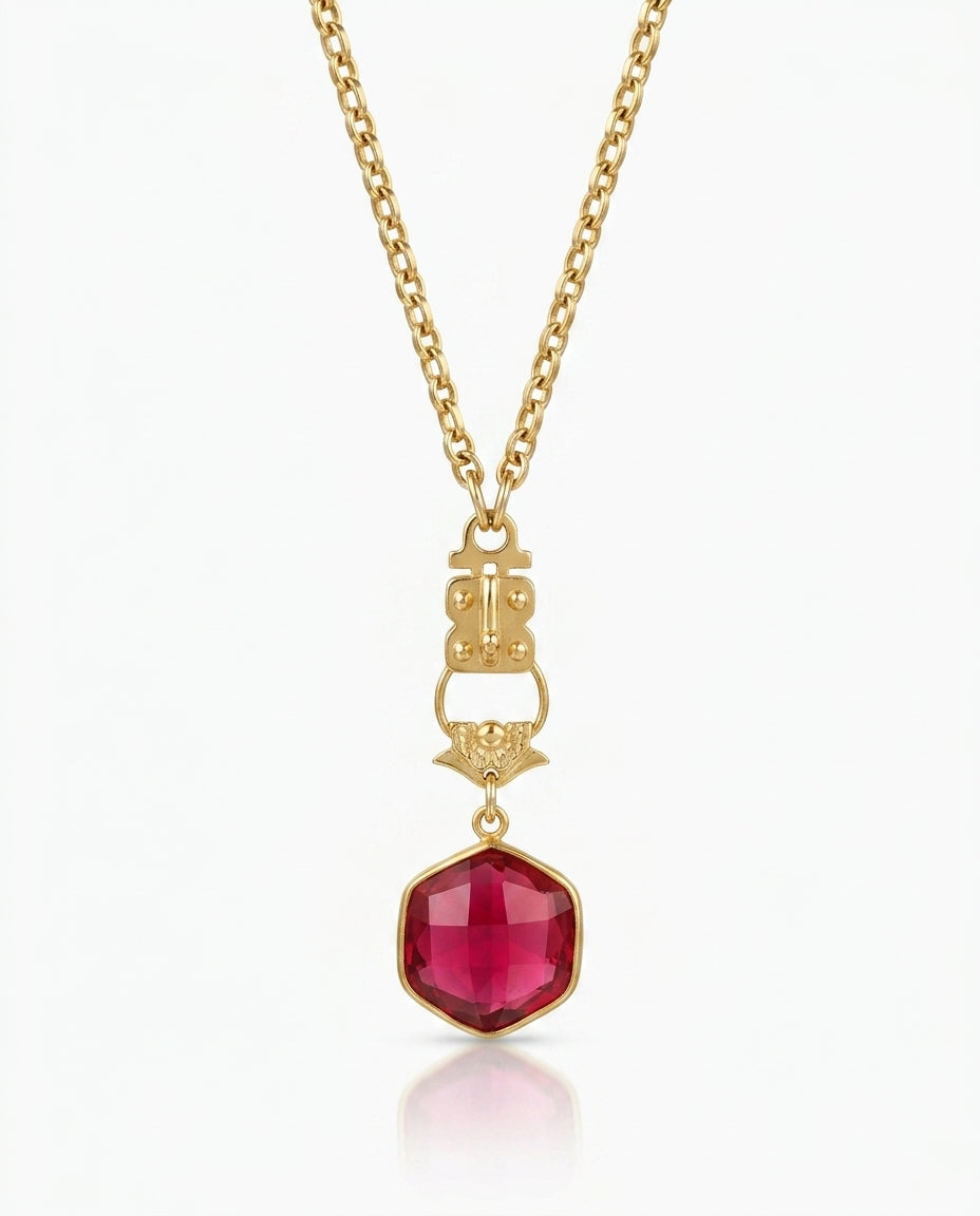 Colorful Faceted Hexagon stone with Roman Replica – Vermeil