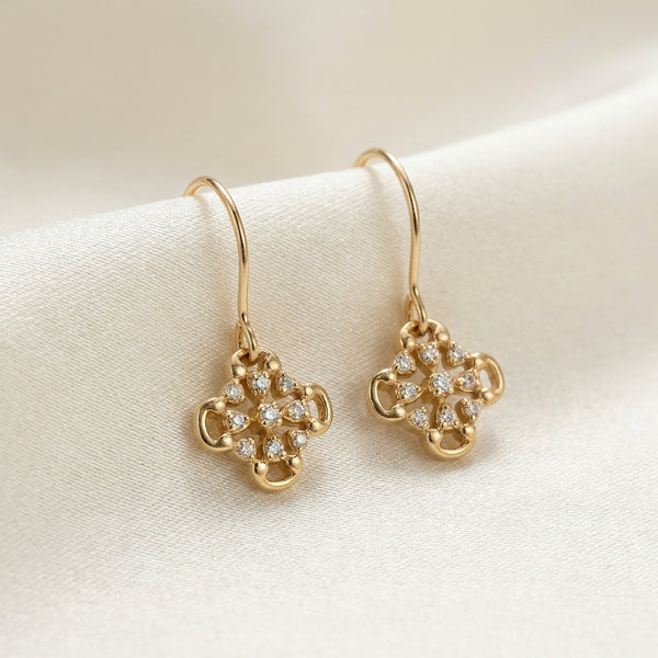 Clover Shape Earrings with Diamonds on Both Sides – Vermeil