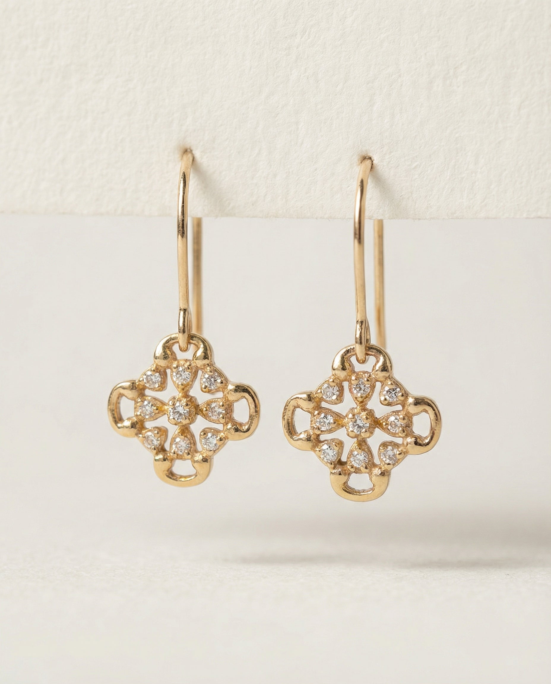 Clover Shape Earrings with Diamonds on Both Sides – Vermeil