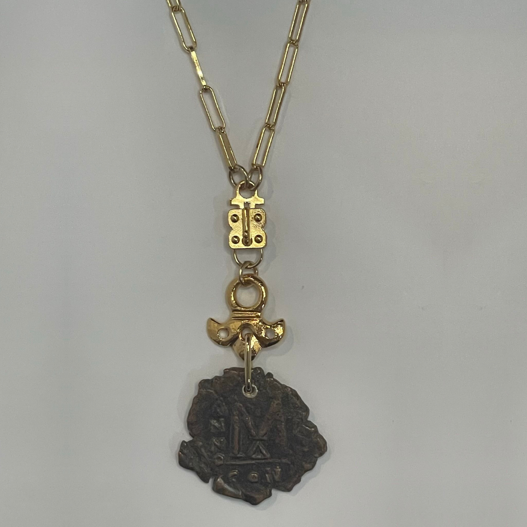 Authentic Bronze Roman Coin Necklace – 40 Nummi – Two-Tone Vermeil &amp; Gold Filled