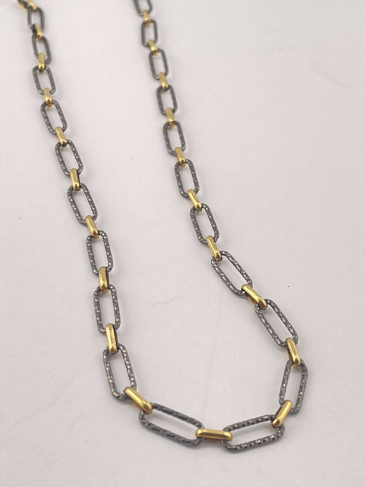 Paperclip Chain- 14K Gold Filled & Sterling Gunmetal links-2 Tone
