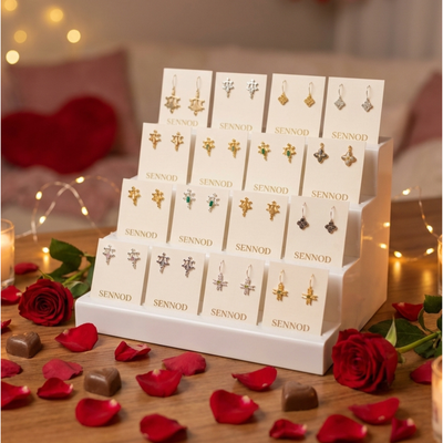 Roman Artifact Replica Earrings with Baguette Stone Accent