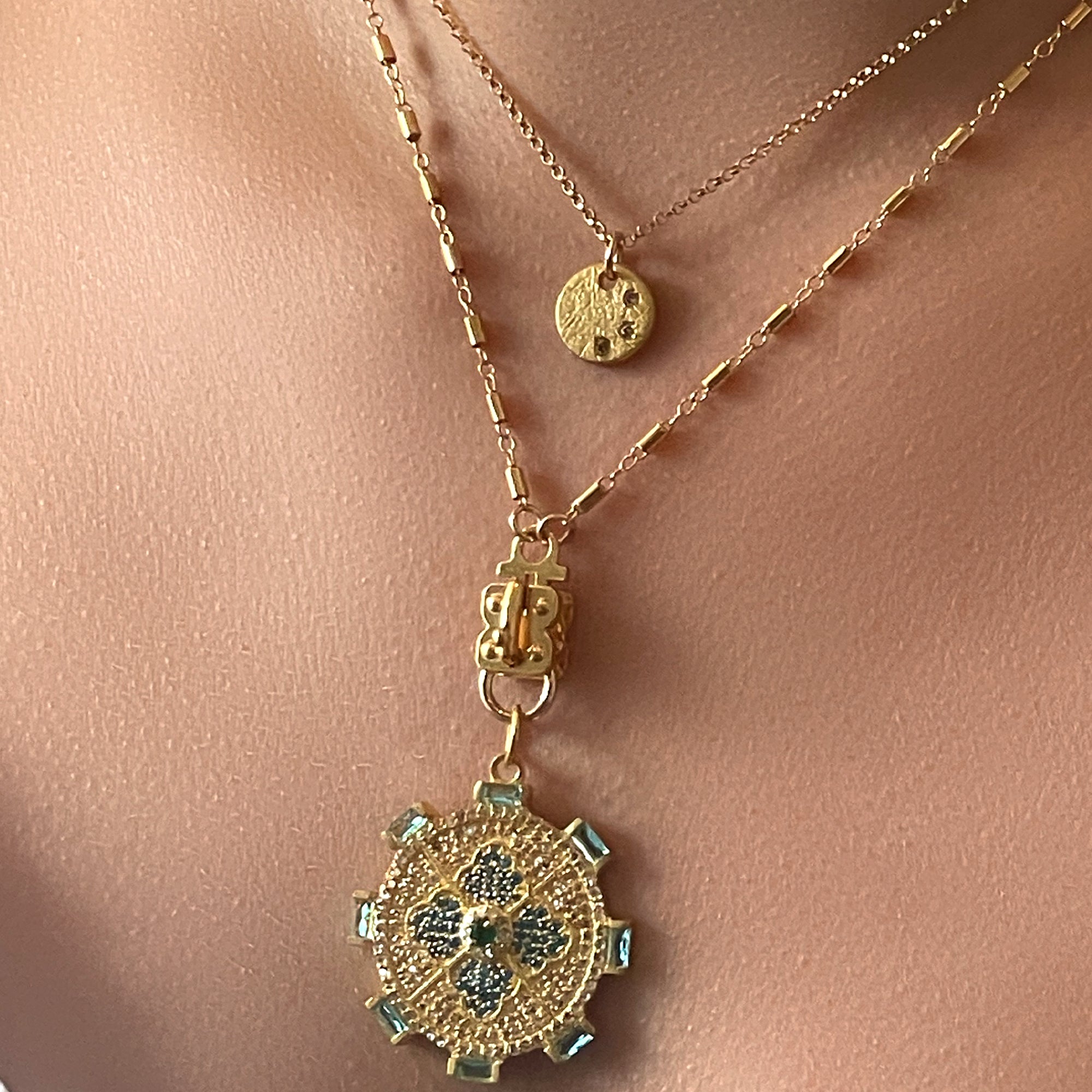 Remy Diamond Disc Necklace- Gold