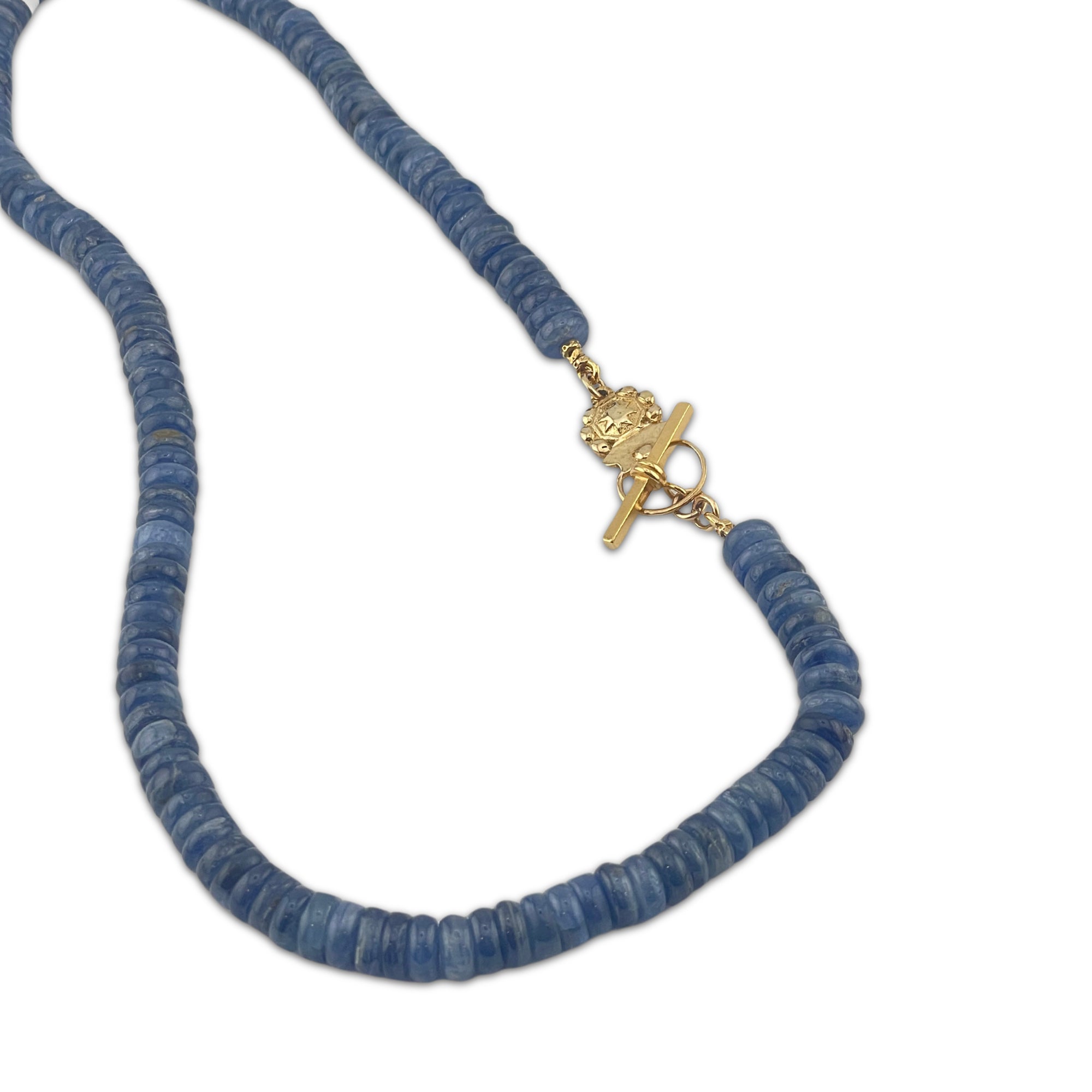 Kyanite Stone Necklace with Gold Carabiner & Bar – 16"