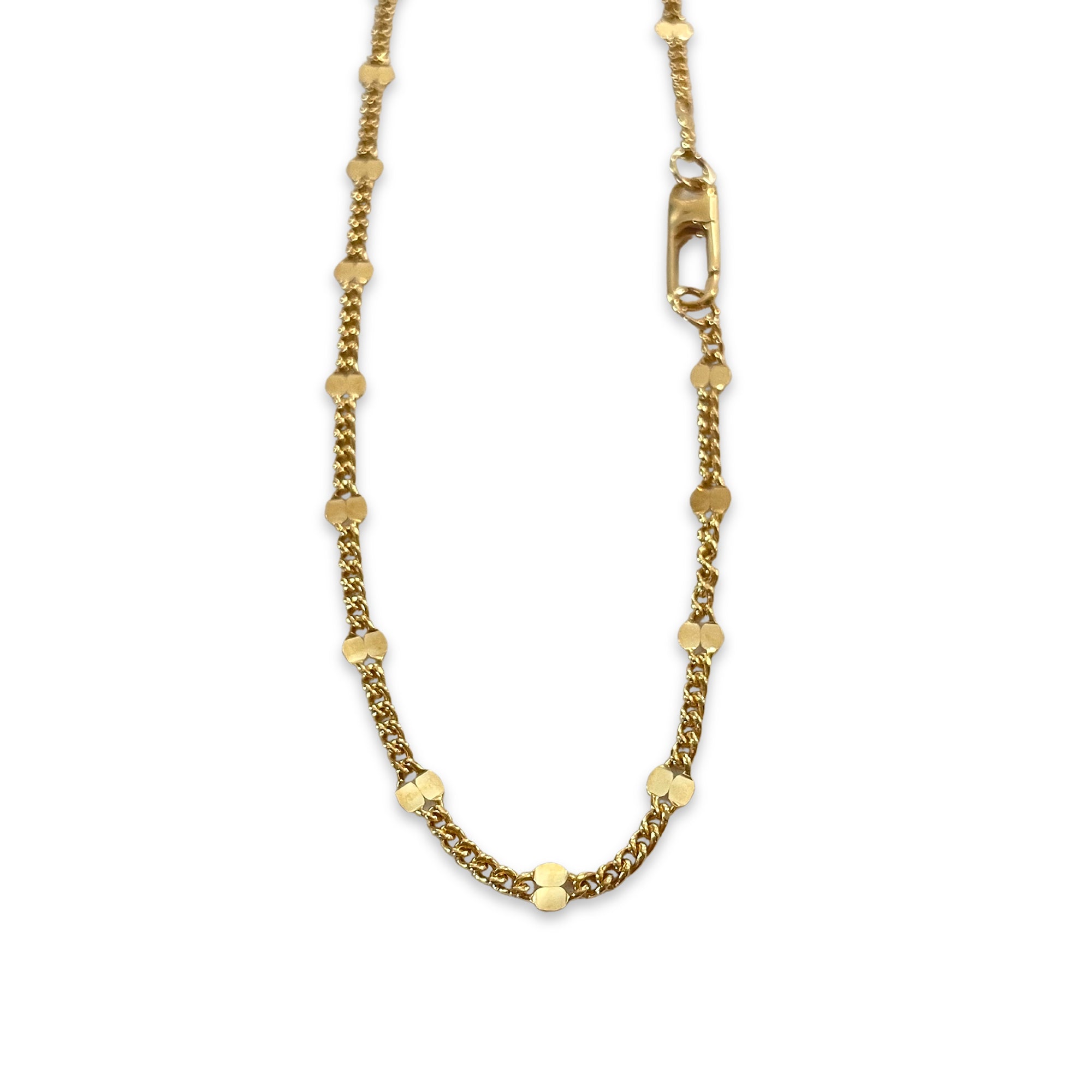 14K Gold Filled Curb &amp; Dapped Link Chain Necklace with Paperclip Clasp