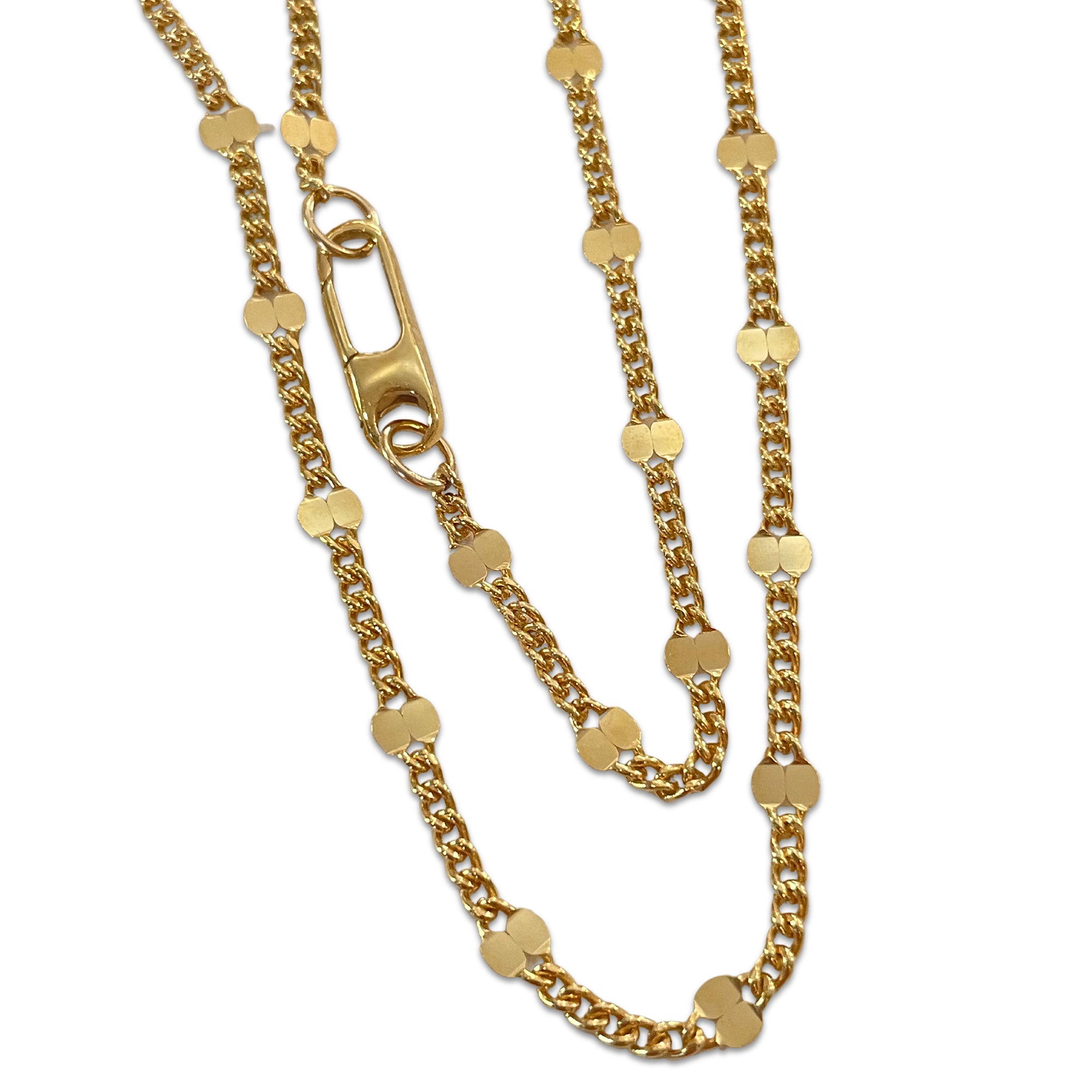 14K Gold Filled Curb &amp; Dapped Link Chain Necklace with Paperclip Clasp