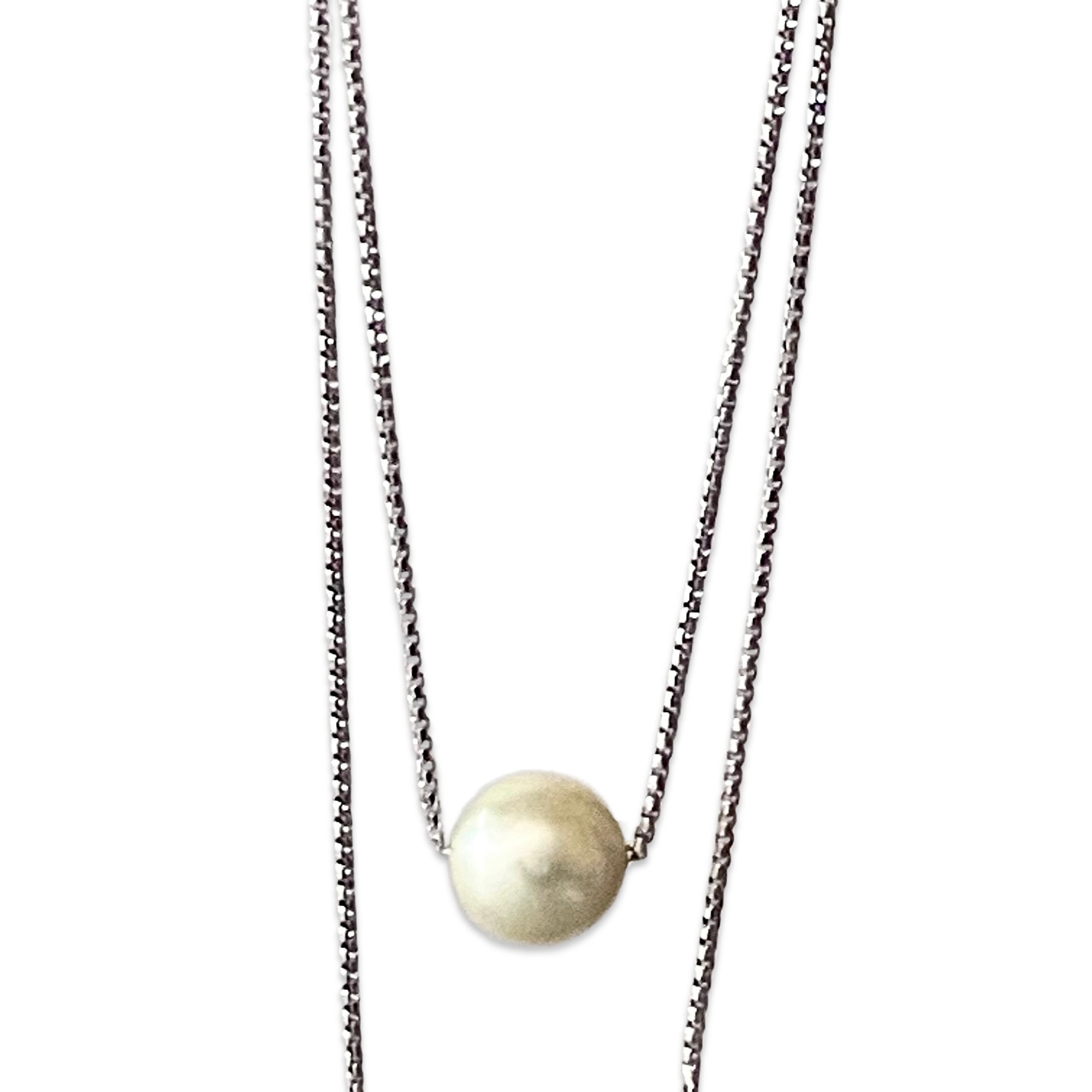 Single South Sea Pearl on chain- 16" & 18"- Sterling