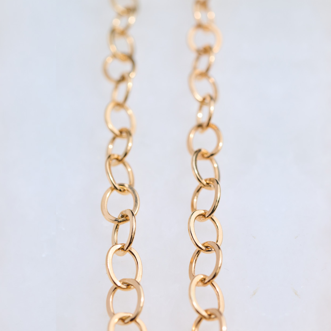 14K Gold Filled Flat Cable Chain with Signature Sennod Vignette Holder