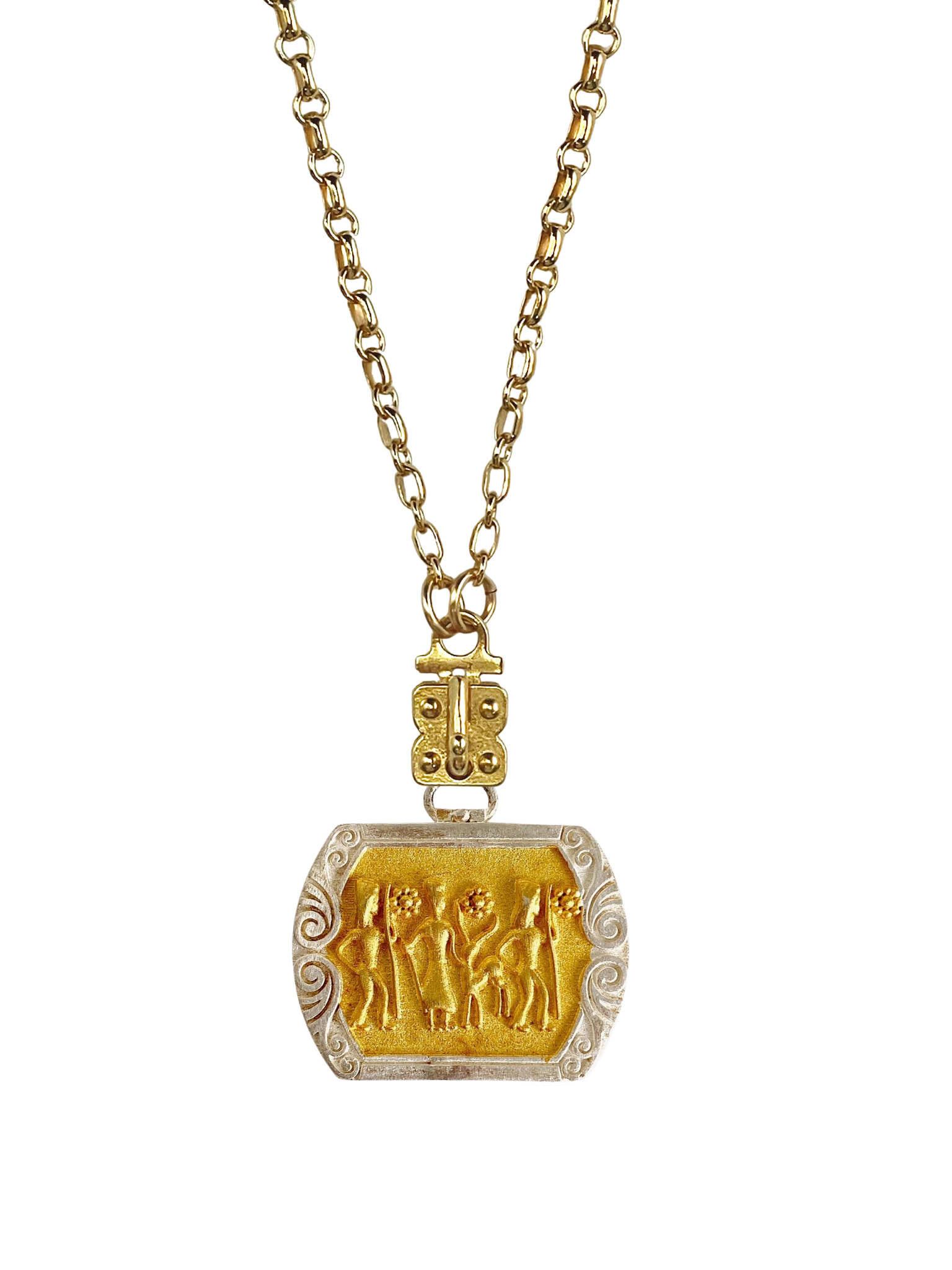 Gold Filled Chain with Signature Sennod Vignette Holder and Hook Closure