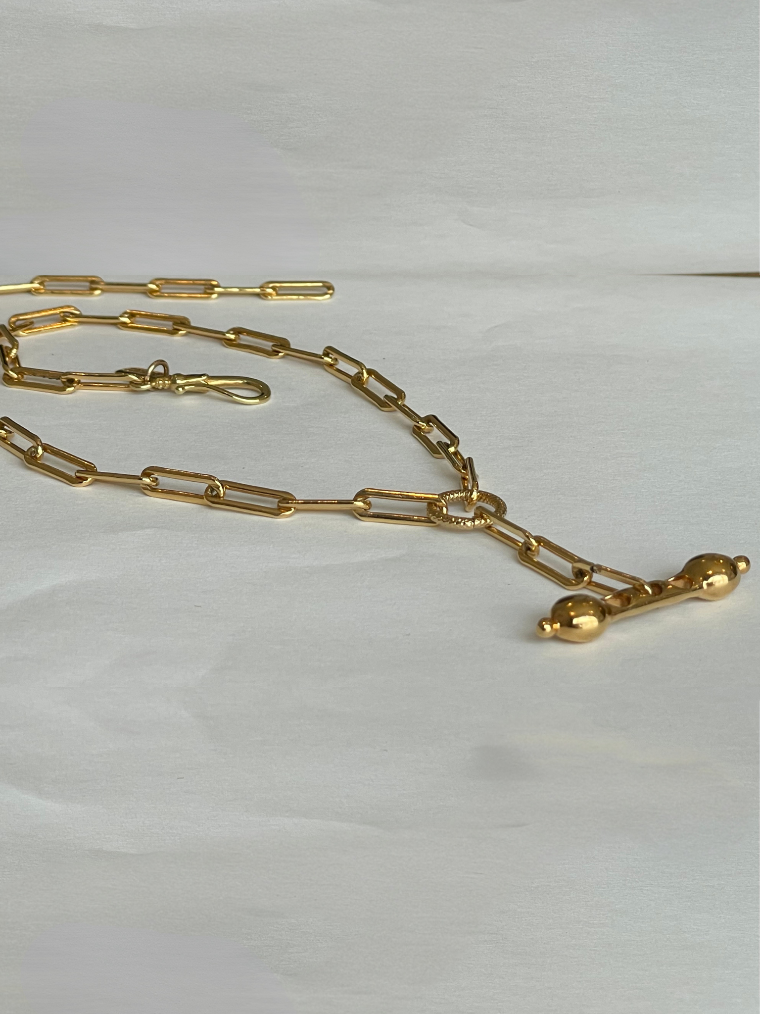 Larger Gold Filled Paperclip Chain Necklace with Dangling Bar – 14K Gold Filled &amp; Vermeil