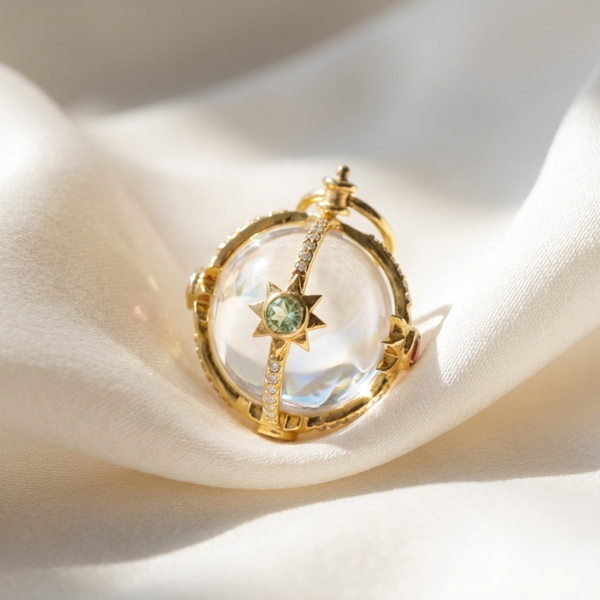 Caged Stone Orb Vignette-Celestial Sphere w/ White Topaz Cage