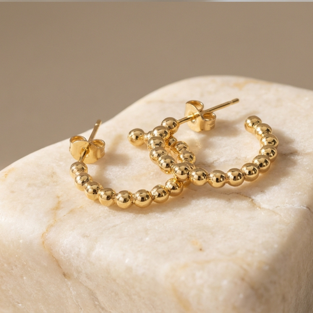 Ball Hoop Earrings with Post Back – Vermeil or Sterling