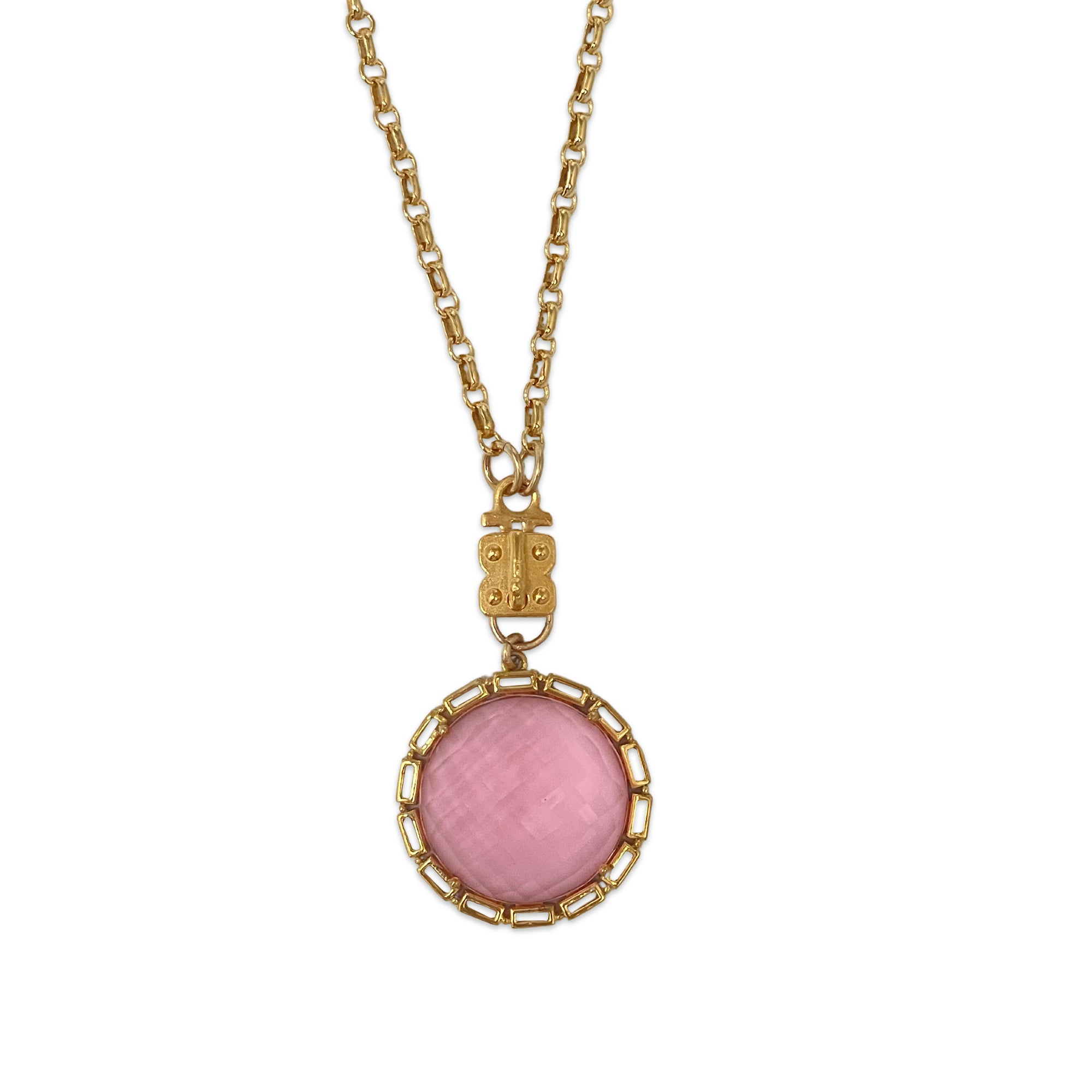 Maxine Round Vignette - Gold / Pink Quartz