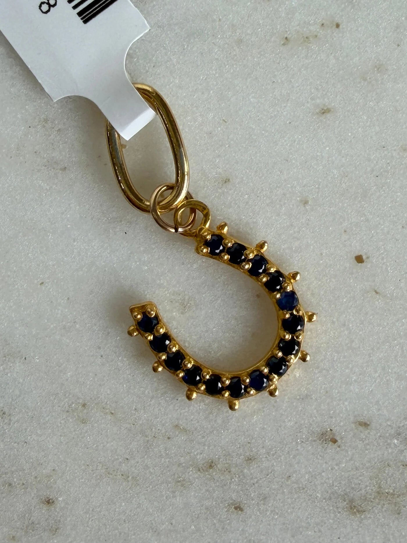 Lucky Horseshoe- Blue Sapphire- Gold