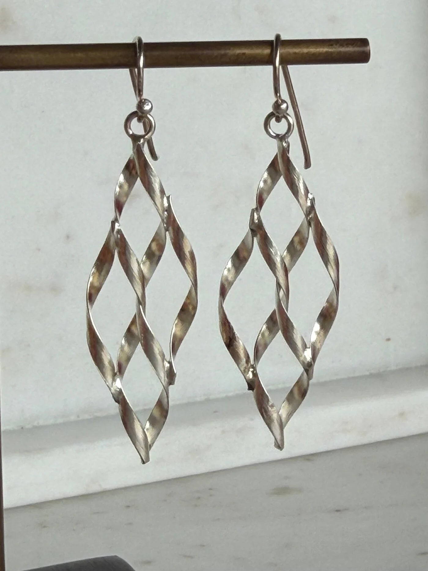 Waffle Marquis Earring- Silver